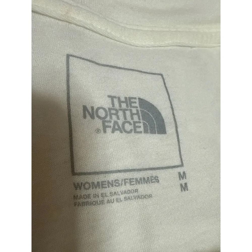 The North Face Women's White Beige Logo Short Sleeve Crop T Shirt Tee Top Size M - Picture 4 of 5